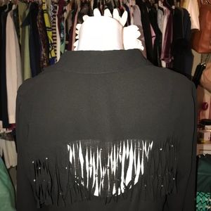 Black Blouse with Fringe Open Back